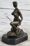 Xena Warrior Amazon Fantasy Girl Bronze Sculpture on Marble Base