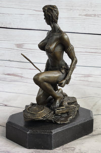 Xena Warrior Amazon Fantasy Girl Bronze Sculpture on Marble Base