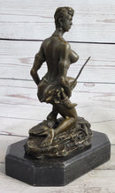 Xena Warrior Amazon Fantasy Girl Bronze Sculpture on Marble Base