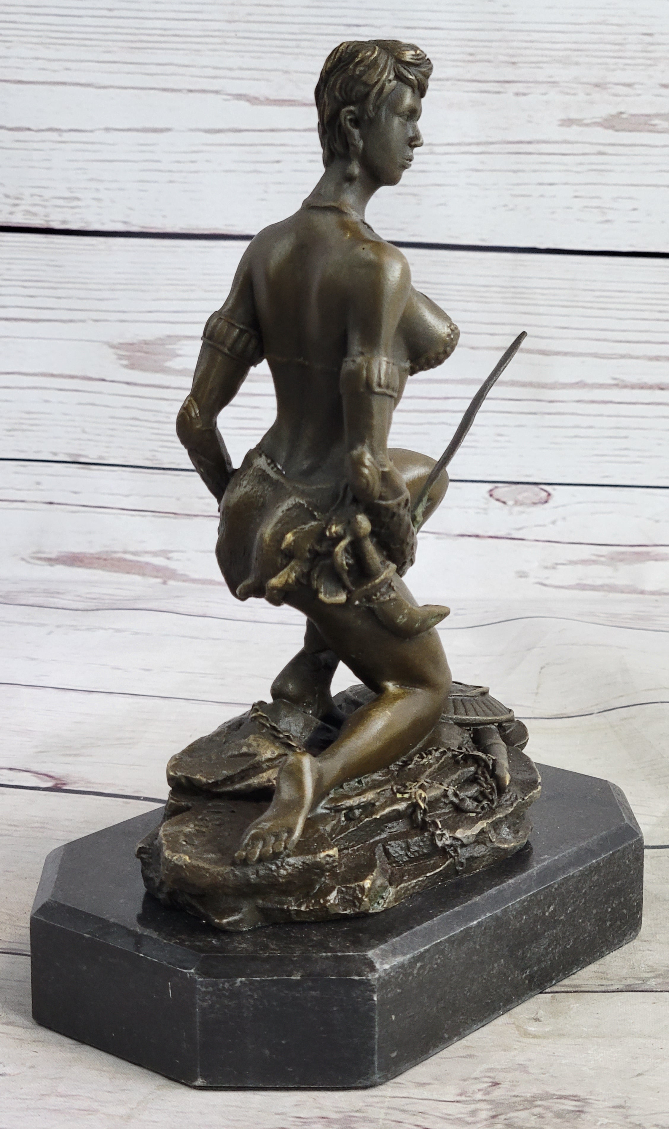 Xena Warrior Amazon Fantasy Girl Bronze Sculpture on Marble Base