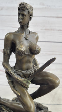 Xena Warrior Amazon Fantasy Girl Bronze Sculpture on Marble Base