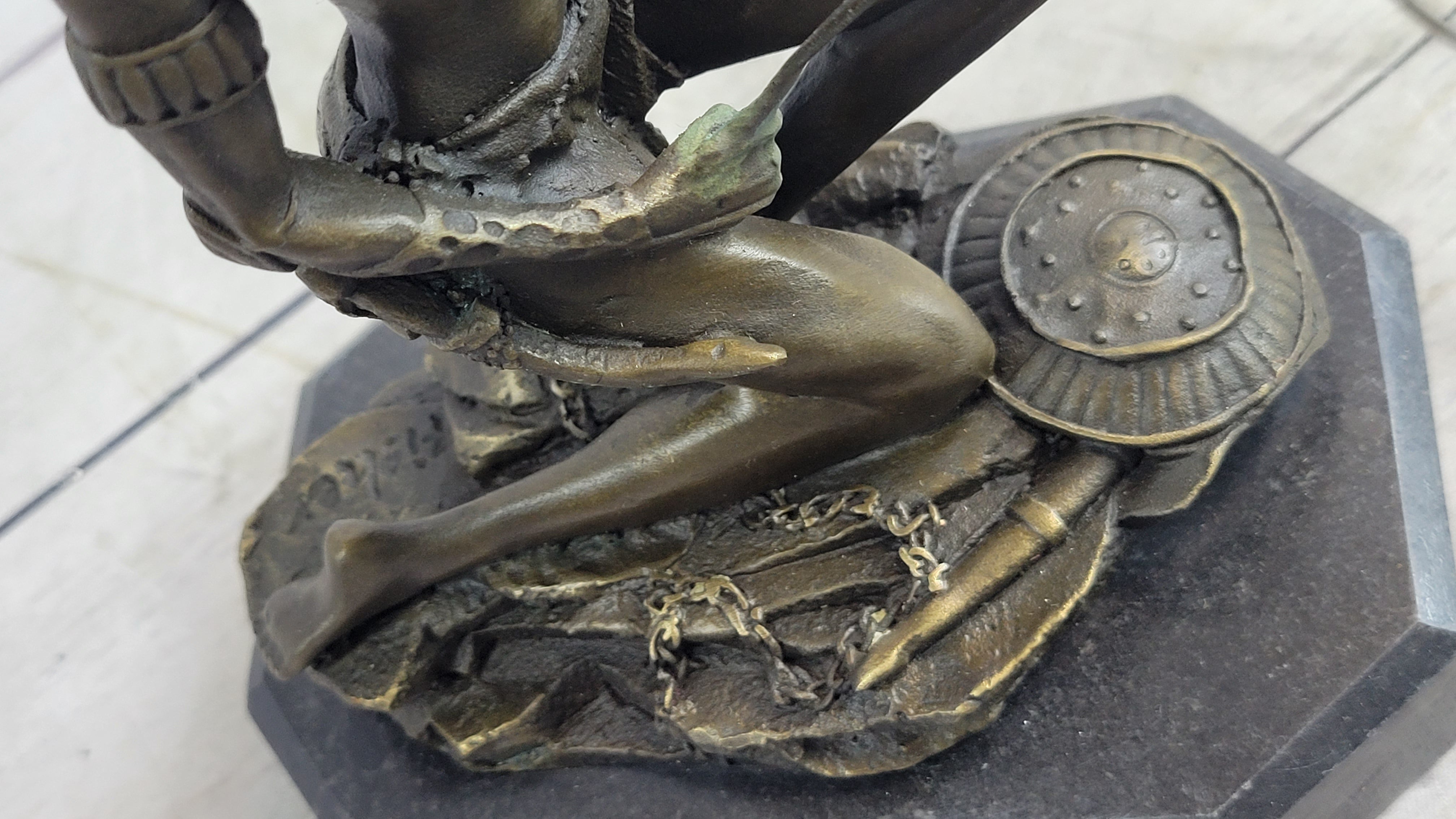 Xena Warrior Amazon Fantasy Girl Bronze Sculpture on Marble Base