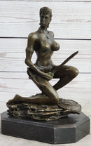 Xena Warrior Amazon Fantasy Girl Bronze Sculpture on Marble Base