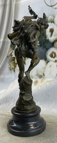Flying Mercury Hermes w/ Caduceus Bronze Statue Sculpture Giambologna 20" x 11"