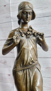 Jean Patoue Art Nouveau Female Personifying Spring Bronze Sculpture