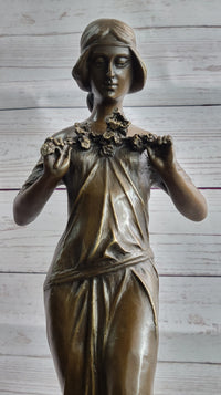 Jean Patoue Art Nouveau Female Personifying Spring Bronze Sculpture