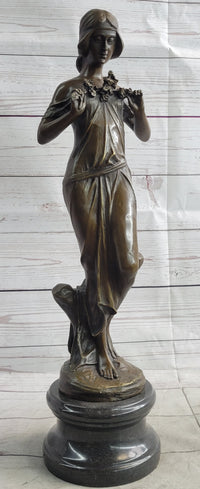 Jean Patoue Art Nouveau Female Personifying Spring Bronze Sculpture