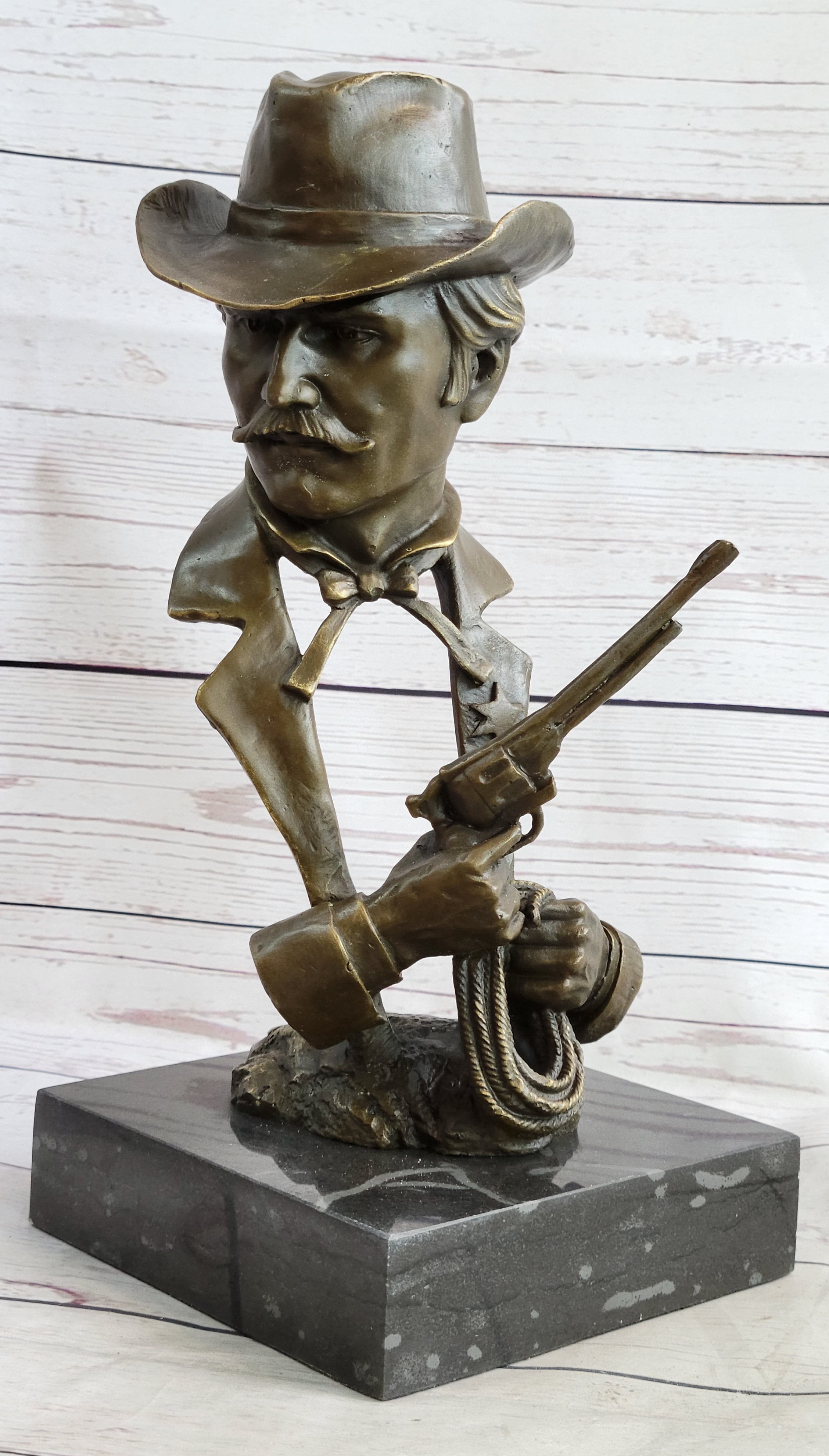 Wyatt Earp OK Corral Bronze Bust Sculpture Western Art