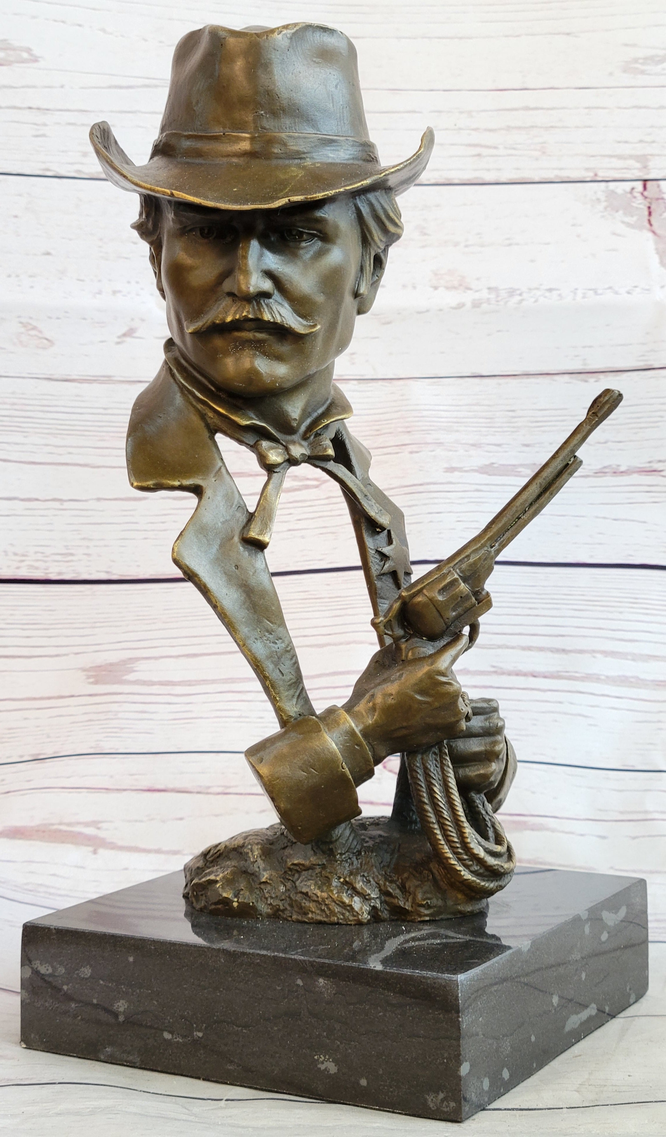 Wyatt Earp OK Corral Bronze Bust Sculpture Western Art