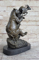 Barye Jaguar Attacking Baby Gazelle Bronze Marble Sculpture