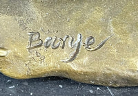 Lion Bronze Sculpture by Antoine Barye on Marble Base