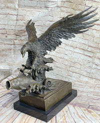 Extra Large American Eagle Scooping Fish Bronze by Milo