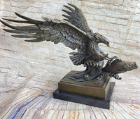 Extra Large American Eagle Scooping Fish Bronze by Milo