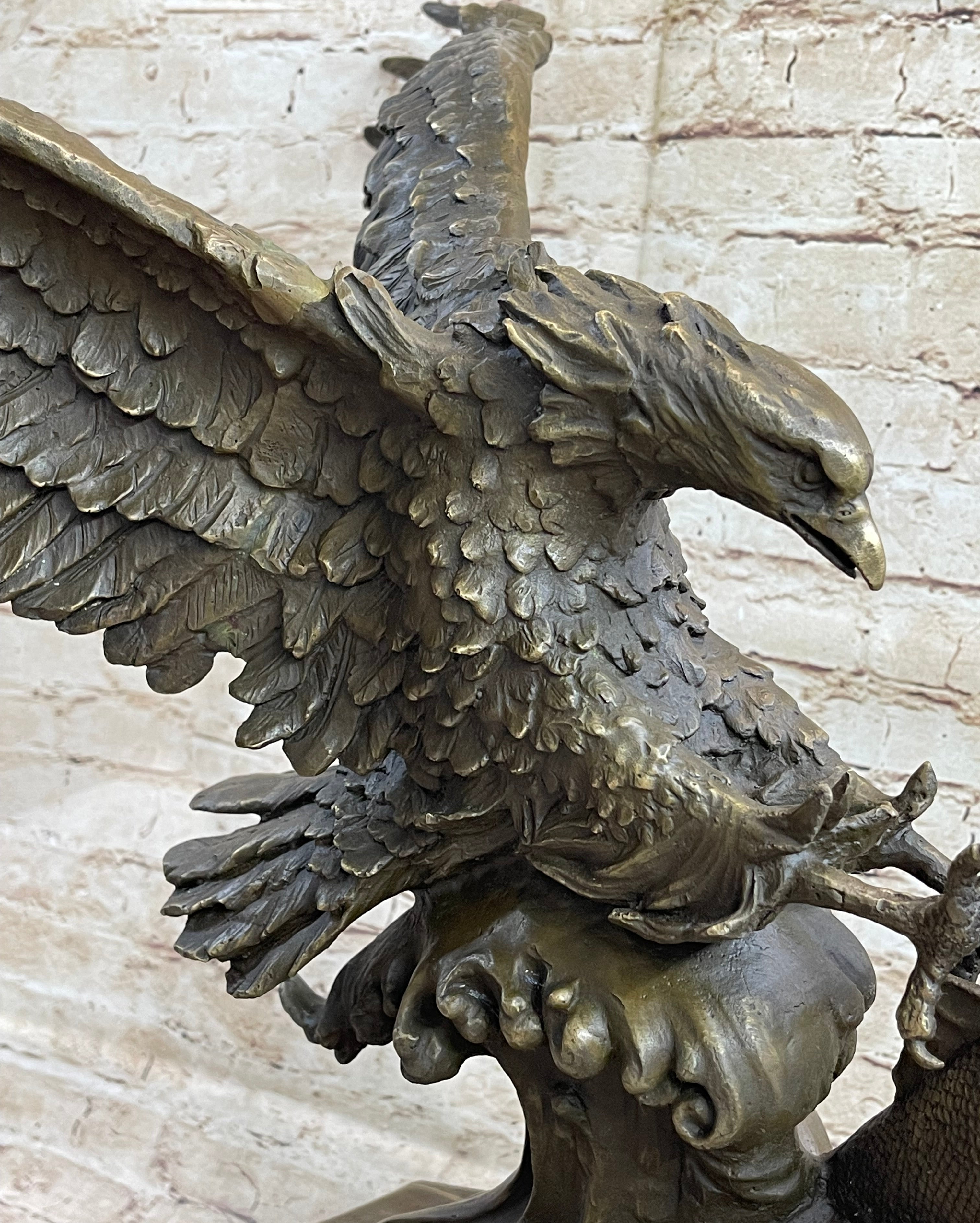 Extra Large American Eagle Scooping Fish Bronze by Milo