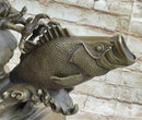 Extra Large American Eagle Scooping Fish Bronze by Milo