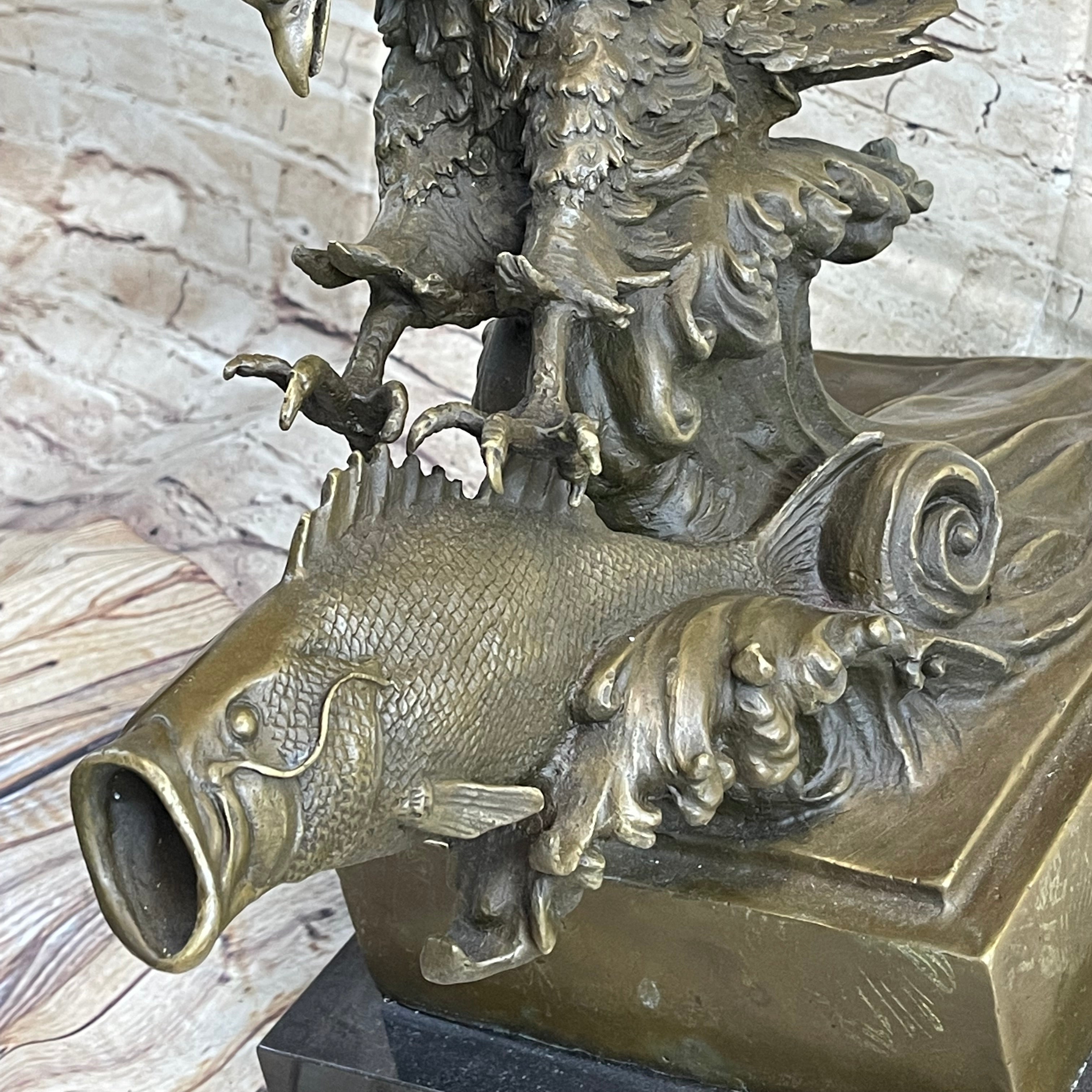 Extra Large American Eagle Scooping Fish Bronze by Milo