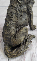 Wolf Howling at the Moon Bronze Sculpture Signed Art 11" x 12"