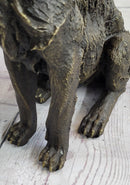 Wolf Howling at the Moon Bronze Sculpture Signed Art 11" x 12"