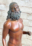 Ancient Greek Kouros Nude Male Sculpture Figure on Marble Base