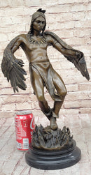 Native American Eagle Dancer Rain Dance Shaman Bronze 18" x 10"