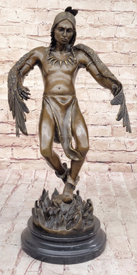 Native American Eagle Dancer Rain Dance Shaman Bronze 18" x 10"