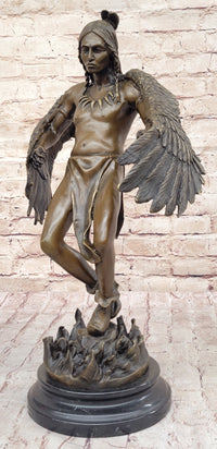 Native American Eagle Dancer Rain Dance Shaman Bronze 18" x 10"