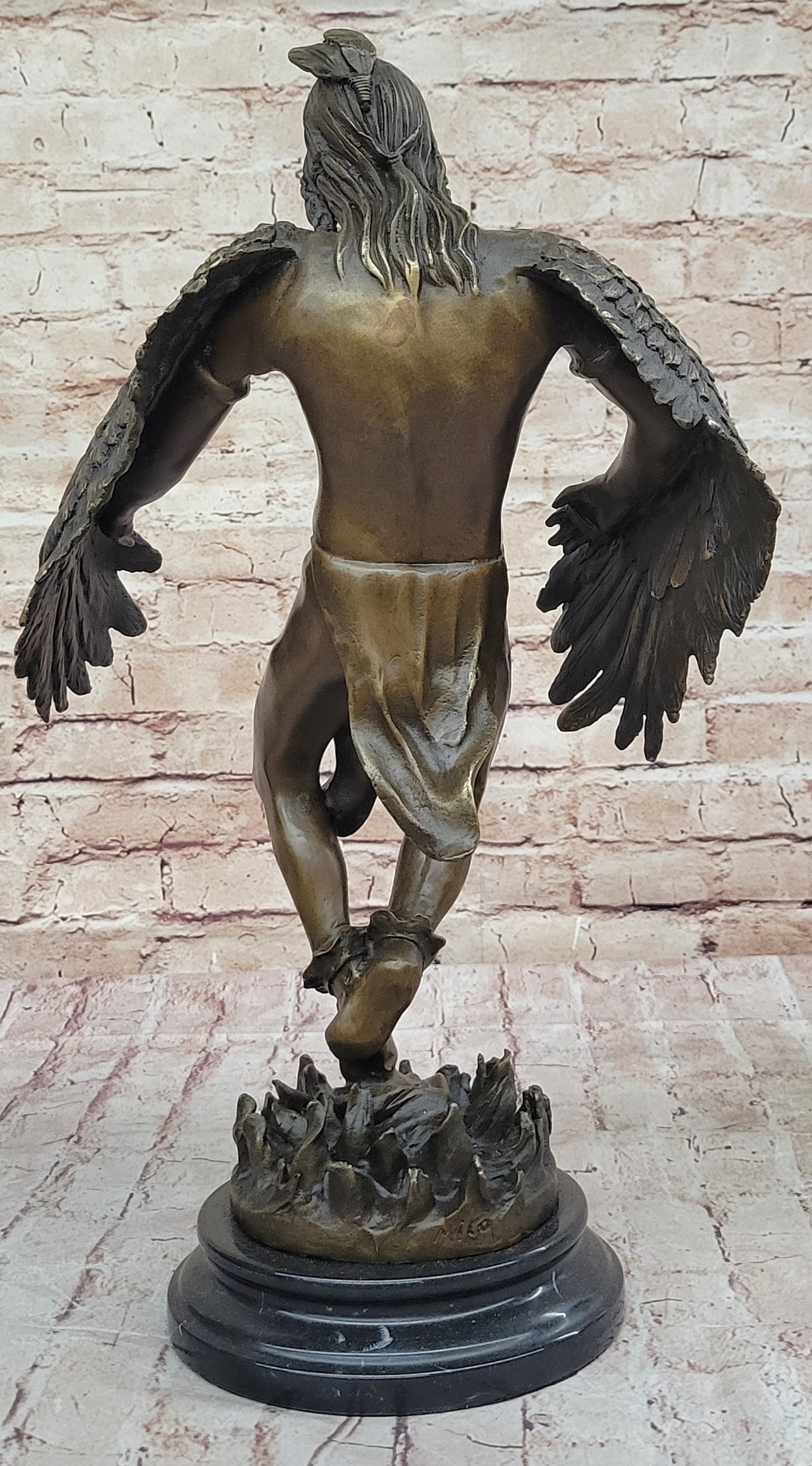 Native American Eagle Dancer Rain Dance Shaman Bronze 18" x 10"