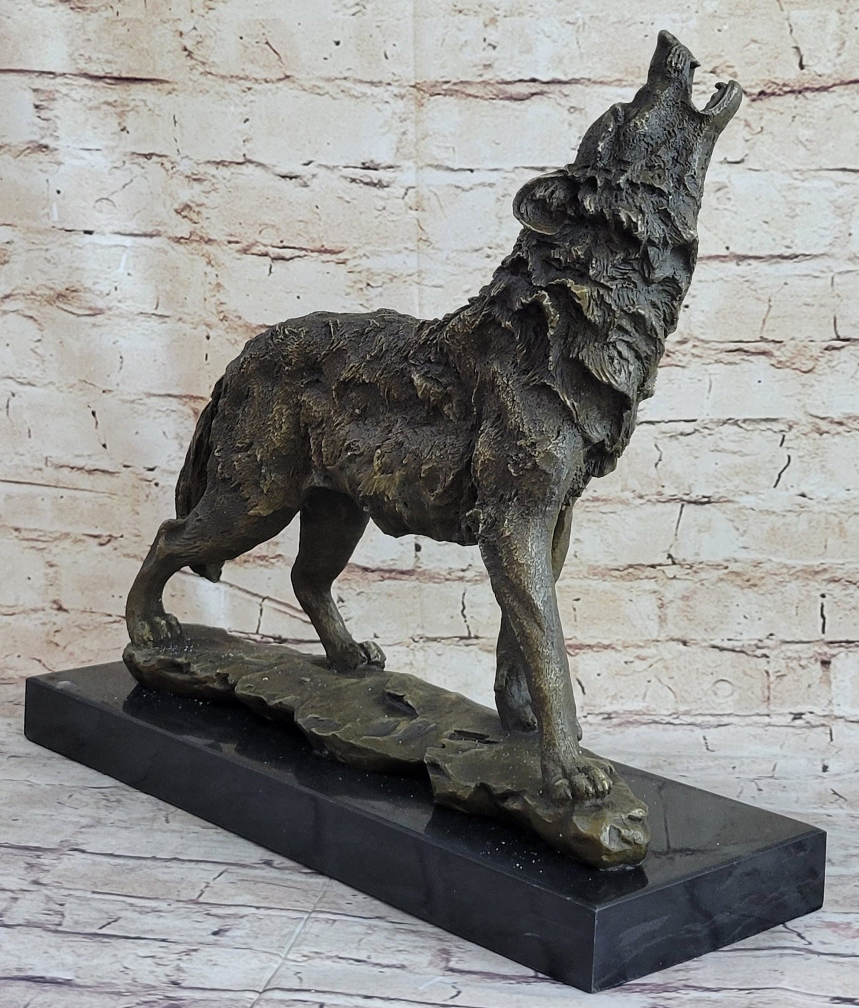 Wolf Direwolf Bronze Sculpture Antoine Barye 13.5" x 15"