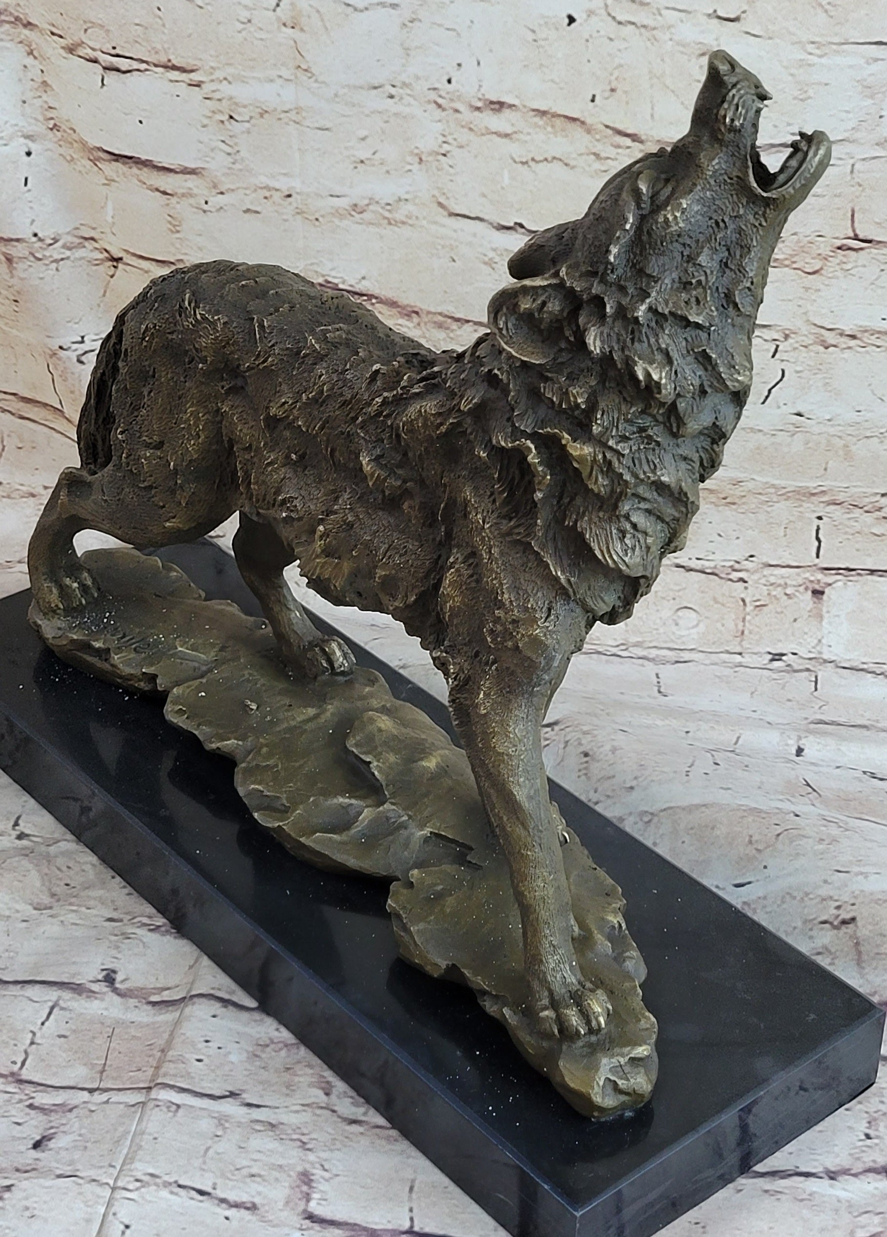 Wolf Direwolf Bronze Sculpture Antoine Barye 13.5" x 15"