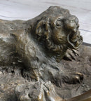 Archer Warrior Hunter Slaying Lion Bronze Sculpture Signed Art