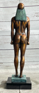 Ancient Greek Kouros Bronze Statue Sculpture Nude Male Man Figure Marble Base 16" x 4.5"