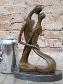 Signed Modern Art Abstract Two Lovebirds Bronze Sculpture