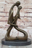 Signed Modern Art Abstract Two Lovebirds Bronze Sculpture