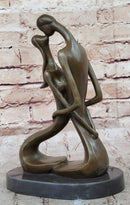 Signed Modern Art Abstract Two Lovebirds Bronze Sculpture