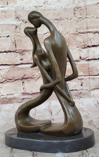 Signed Modern Art Abstract Two Lovebirds Bronze Sculpture