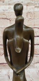 Signed Modern Art Abstract Two Lovebirds Bronze Sculpture