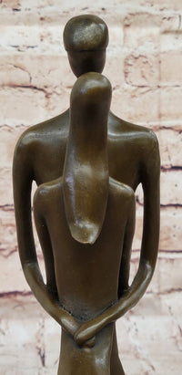 Signed Modern Art Abstract Two Lovebirds Bronze Sculpture