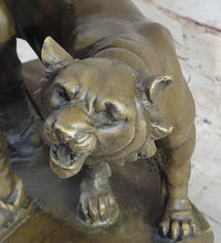 Roman Gladiator Warrior & Lion Bronze Sculpture 20" x 13"