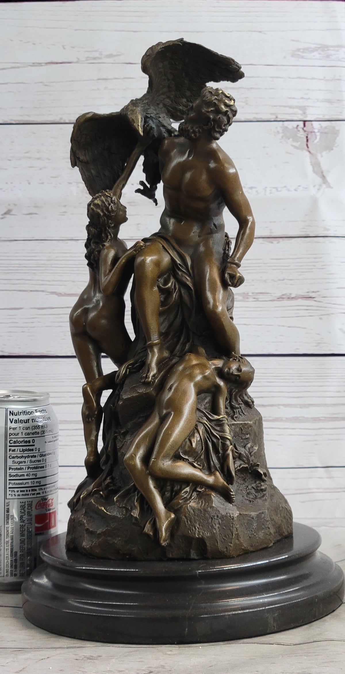 Prometheus Bound and the Oceanids Bronze Nude Statue Sculpture Greek Mythology