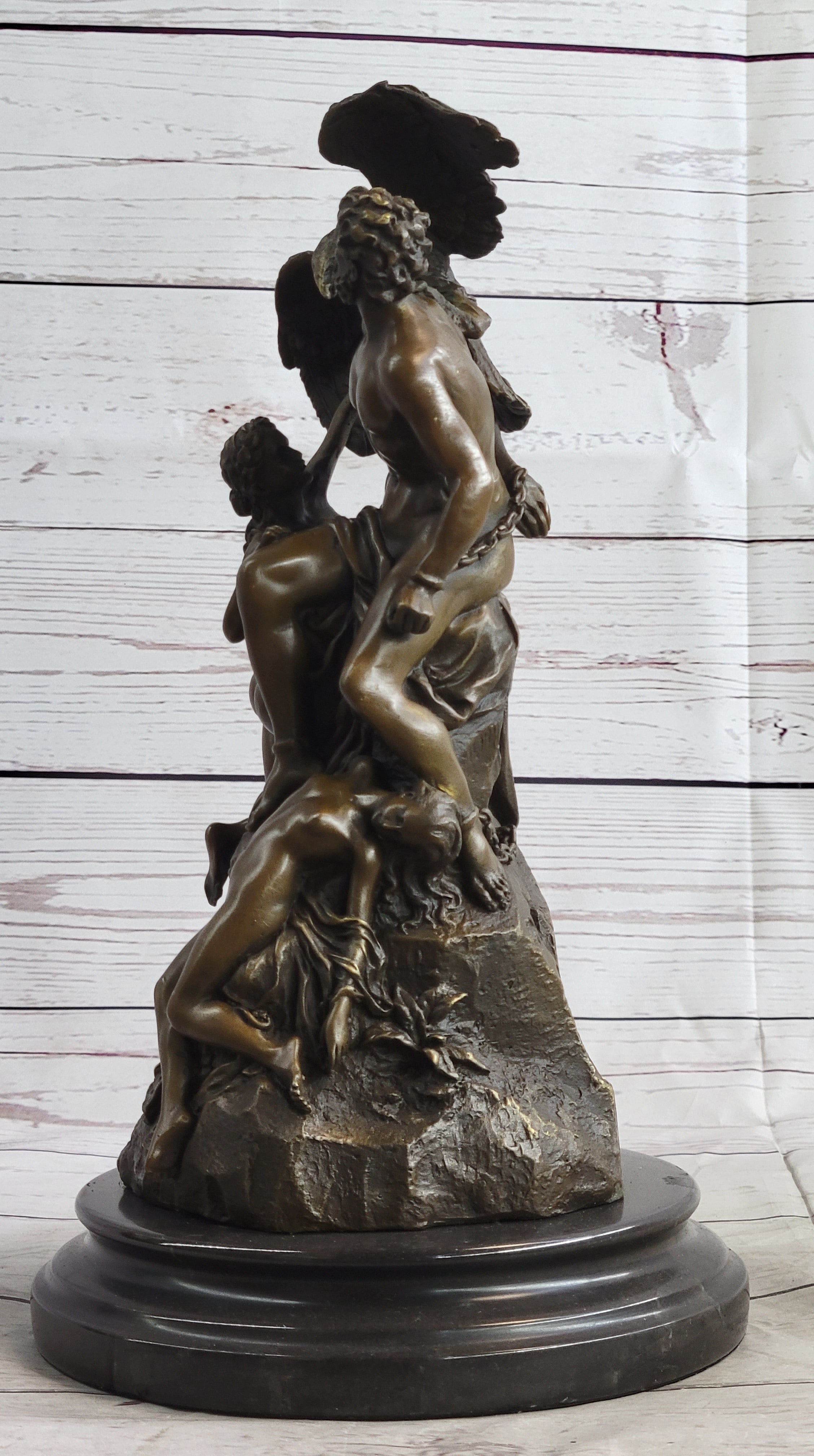 Prometheus Bound and the Oceanids Bronze Nude Statue Sculpture Greek Mythology