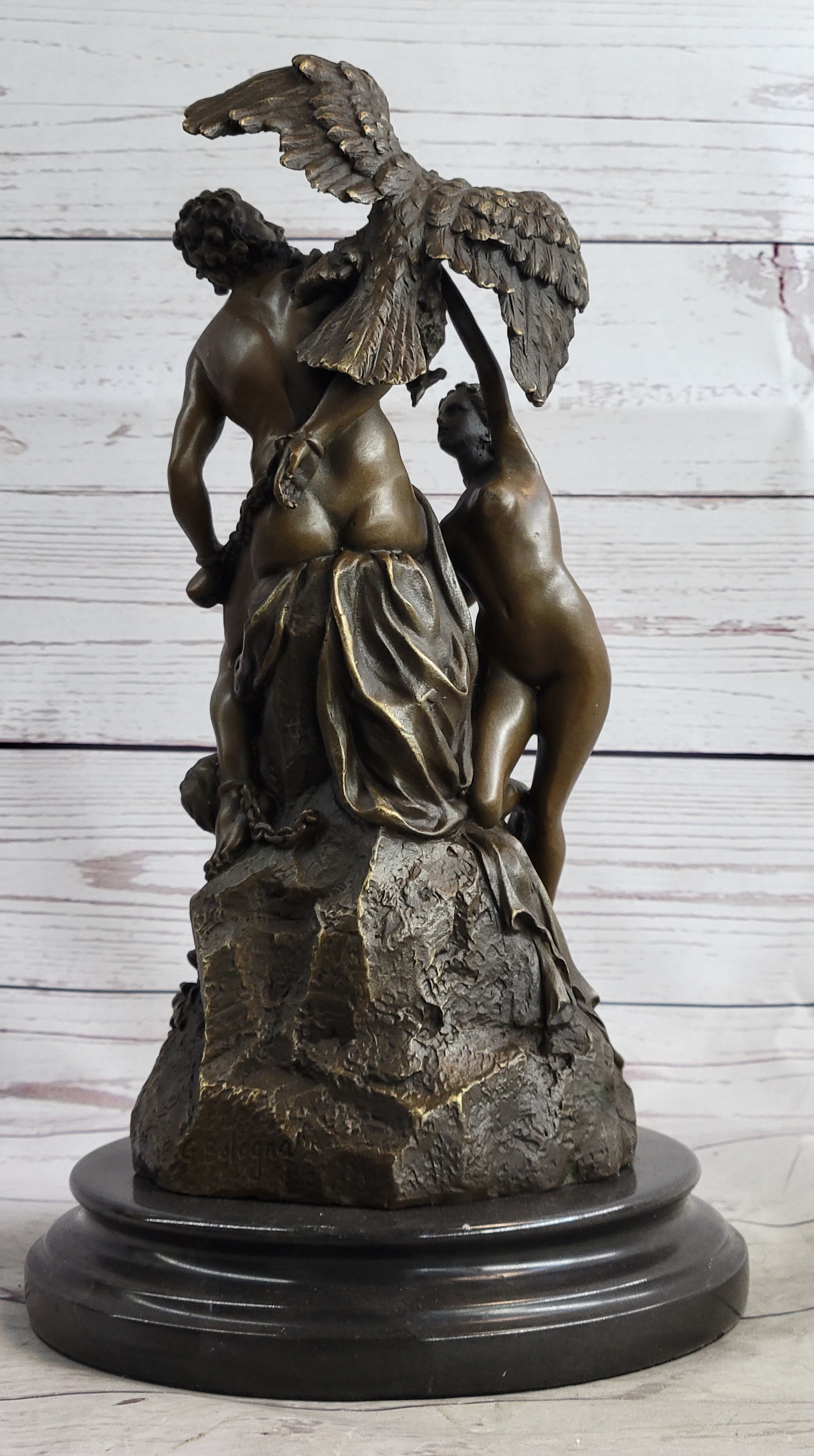 Prometheus Bound and the Oceanids Bronze Nude Statue Sculpture Greek Mythology