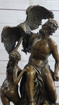 Prometheus Bound and the Oceanids Bronze Nude Statue Sculpture Greek Mythology