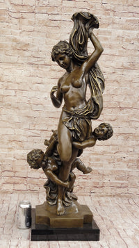Vintage Style Classical Nude Female & Cherubim - Sculpture Art