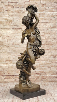 Vintage Style Classical Nude Female & Cherubim - Sculpture Art