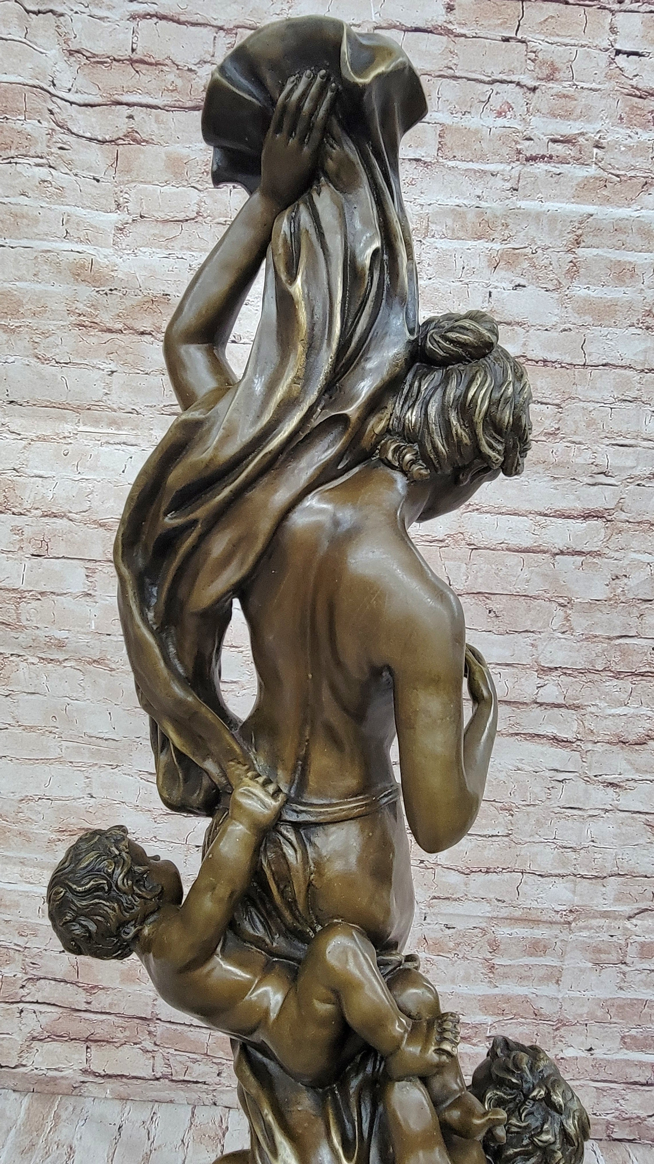 Vintage Style Classical Nude Female & Cherubim - Sculpture Art