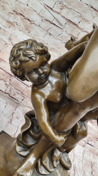 Vintage Style Classical Nude Female & Cherubim - Sculpture Art