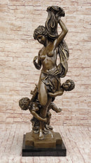 Vintage Style Classical Nude Female & Cherubim - Sculpture Art