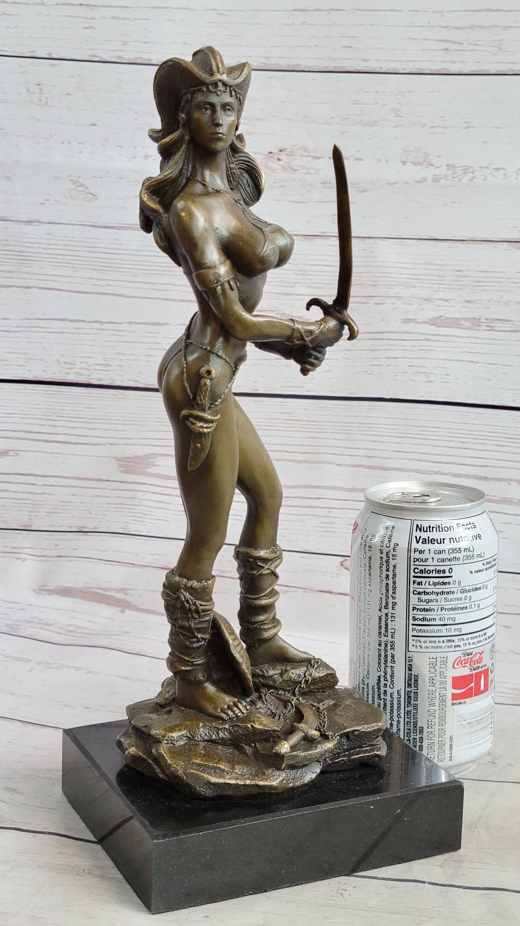 Vitaleh Bronze Sculpture Female Amazon Warrior Marble Figure