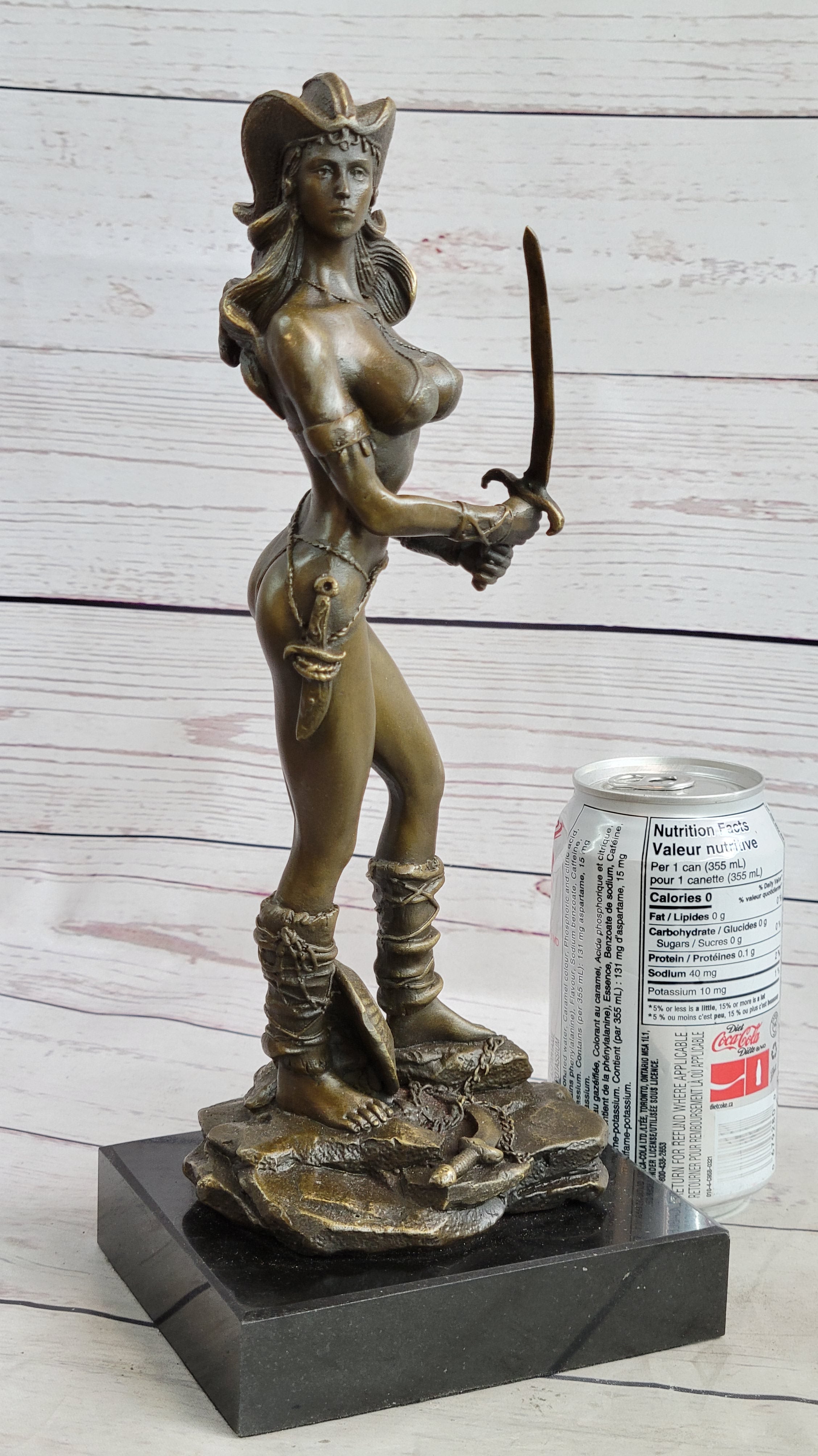 Vitaleh Bronze Sculpture Female Amazon Warrior Marble Figure
