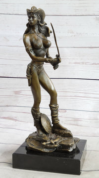 Vitaleh Bronze Sculpture Female Amazon Warrior Marble Figure